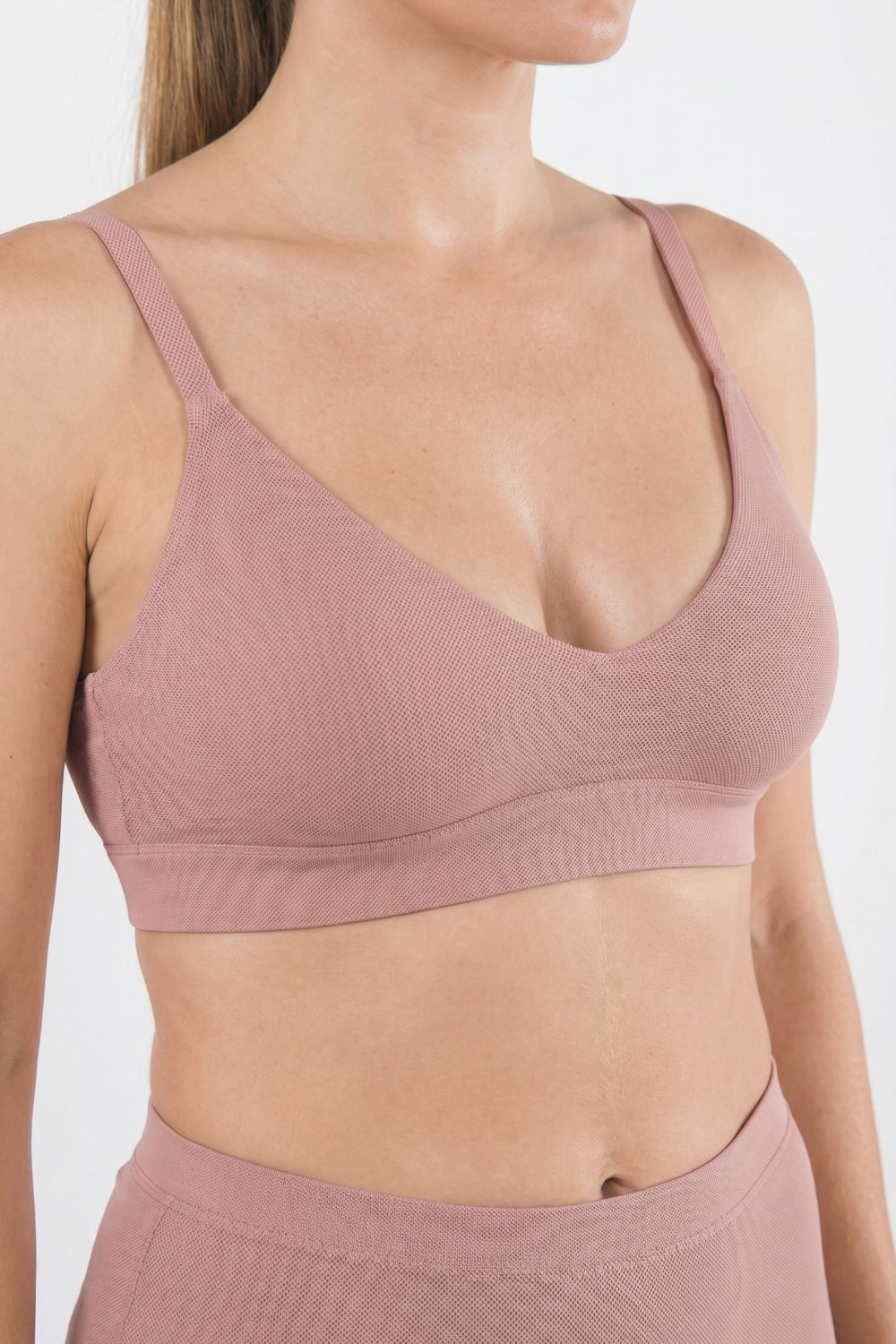 Shinesty The Bell Pep red chambray Boob Hammock plunge bralette – earthy red tonal bralette