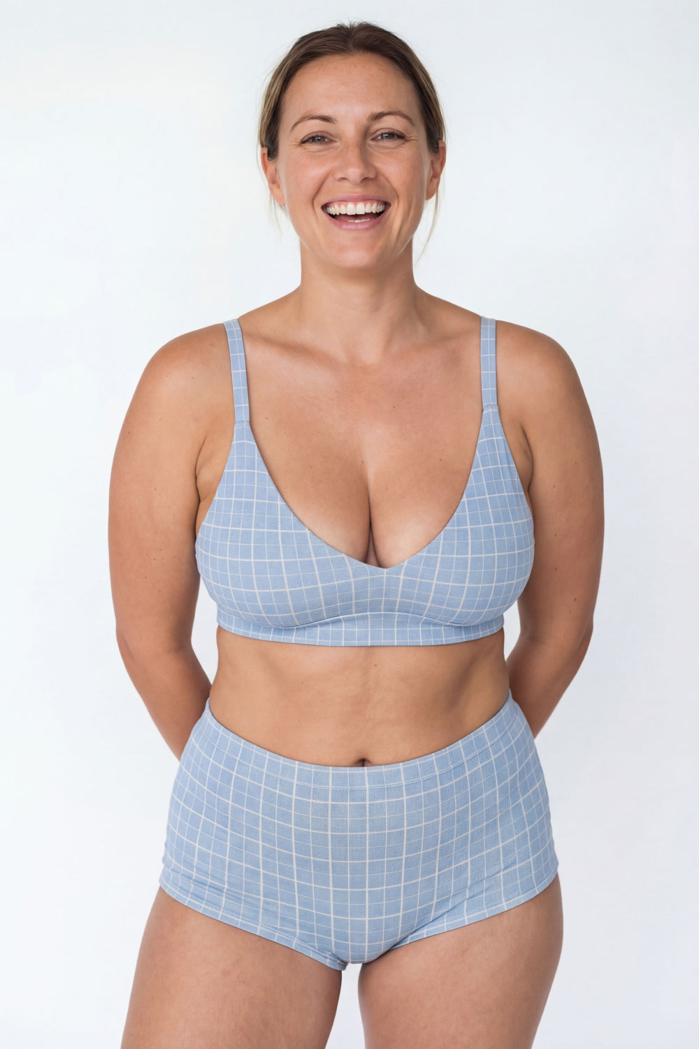Shinesty The Spick and Span window pane plaid Boob Hammock plunge bralette – classic plaid