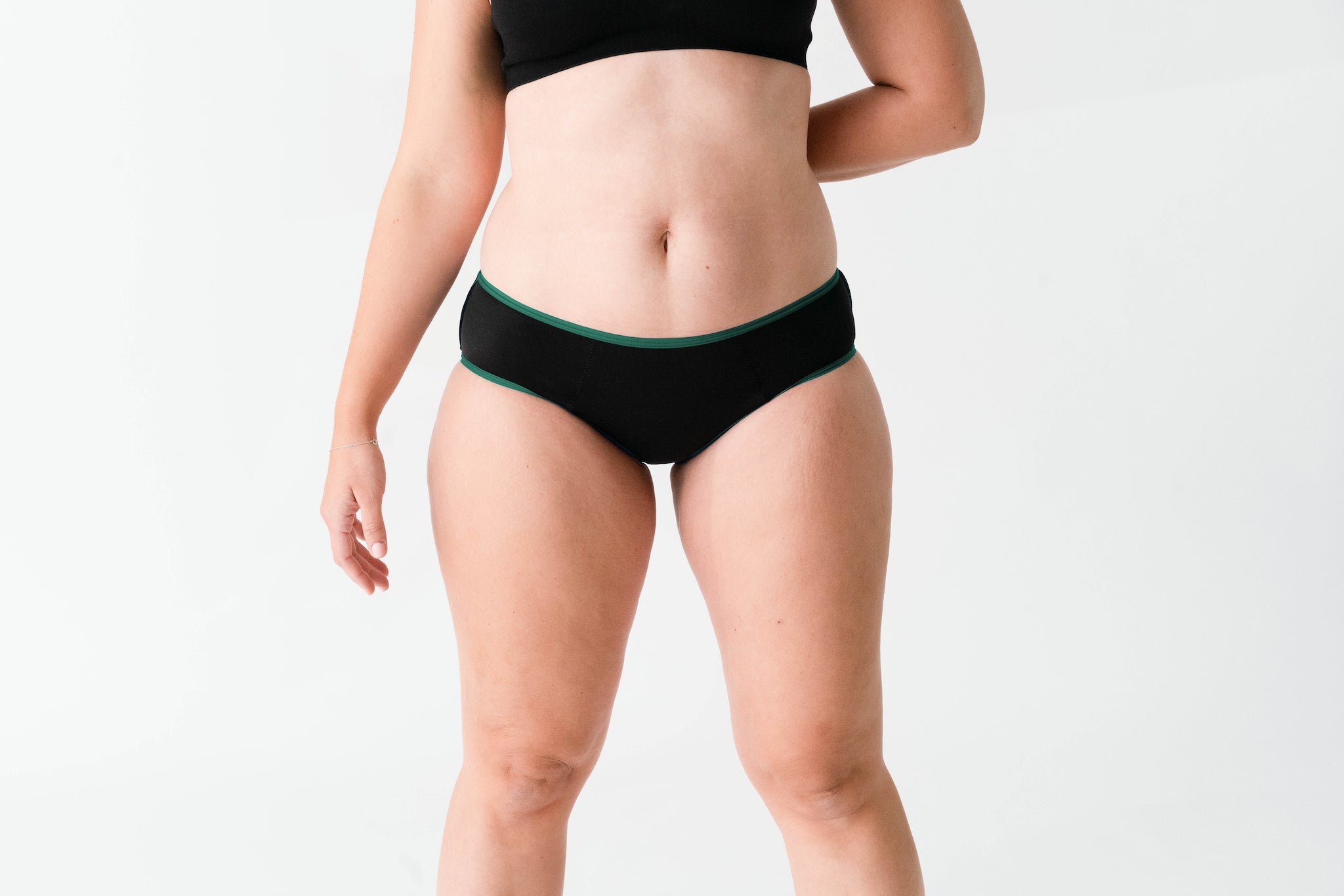 Dear Kate Hazel Hipster Full in Emerald, worn on model, front view on a white background.
