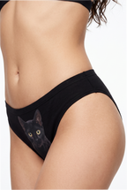 Shinesty The Hex Appeal Black Cat Modal Bikini Underwear – women's black cat print modal bikini underwear