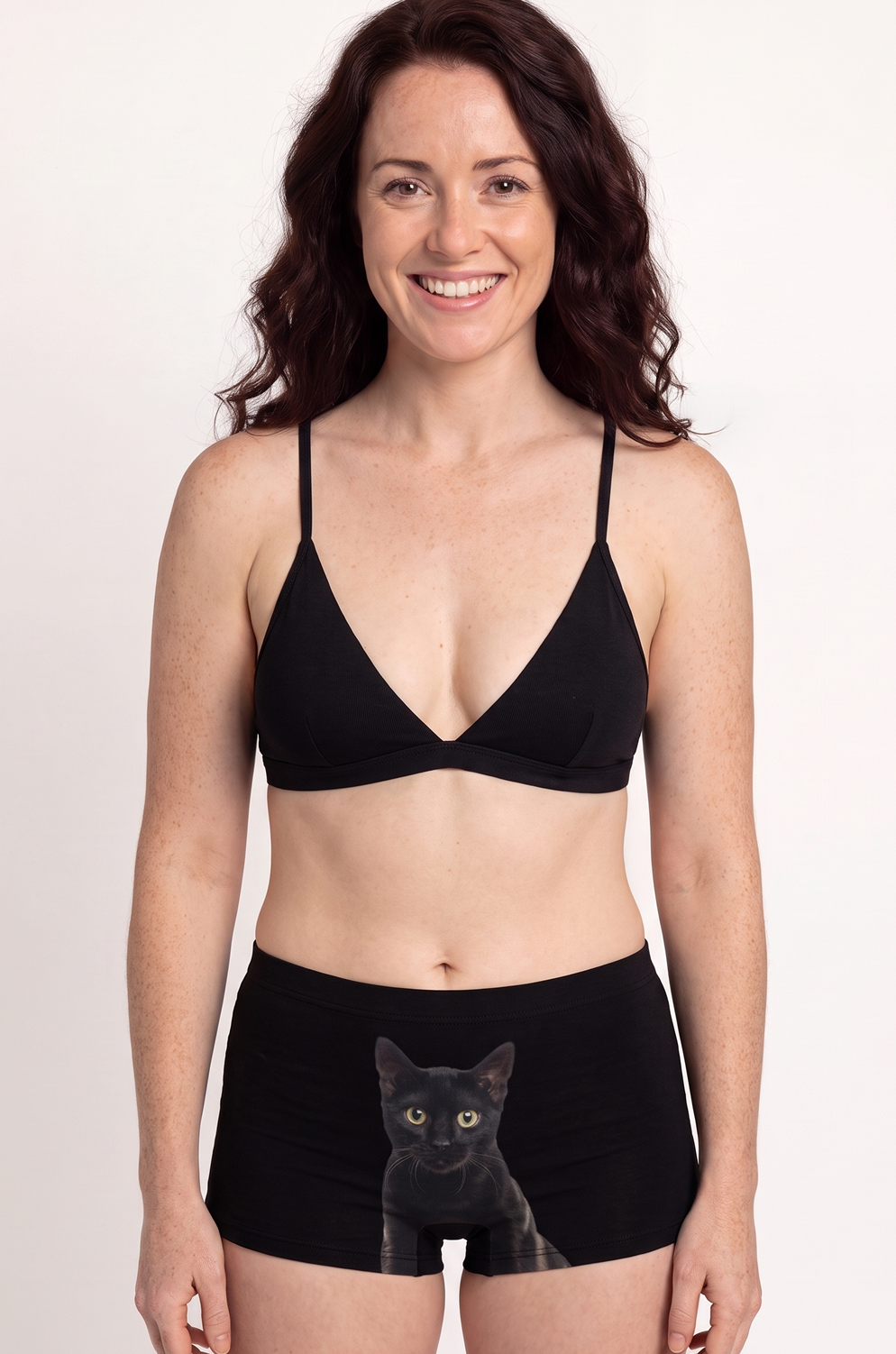 Shinesty The Hex Appeal Black Cat Boyshort Underwear – women's black cat print boyshort underwear