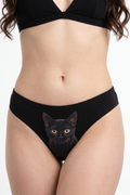 Shinesty The Hex Appeal Black Cat MicroModal Thong – women's black cat print micromodal thong