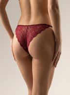 Forest Summer Rose Lace Adjustable Brazilian Panty, alternate side view on a white background.