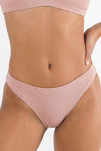 Shinesty The Bell Pep red chambray modal bikini underwear – earthy red tonal novelty