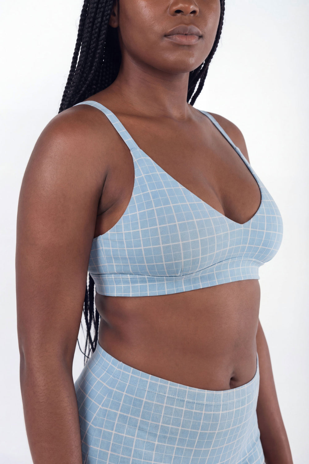 Shinesty The Spick and Span window pane plaid Boob Hammock plunge bralette – classic plaid