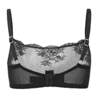 Amour d'Agnette Kim High Neck Sheer Lace Bra, alternate product view on a white background.