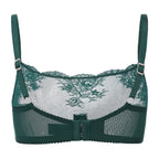 Amour d'Agnette Kim High Neck Sheer Lace Bra, worn on model, alternate detail view on a white background.