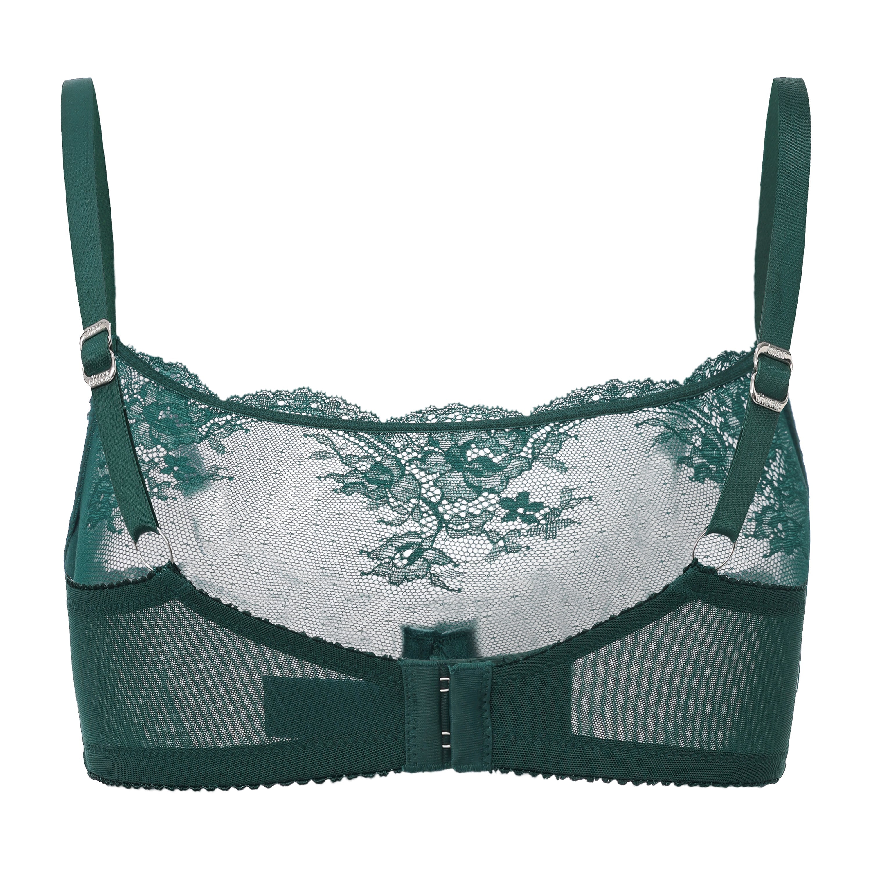Amour d'Agnette Kim High Neck Sheer Lace Bra, worn on model, alternate detail view on a white background.