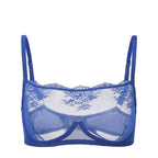 Amour d'Agnette Kim High Neck Sheer Lace Underwire Bra, front view on a white background.
