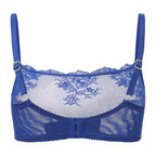 Amour d'Agnette Kim High Neck Sheer Lace Bra, alternate front view on a white background.