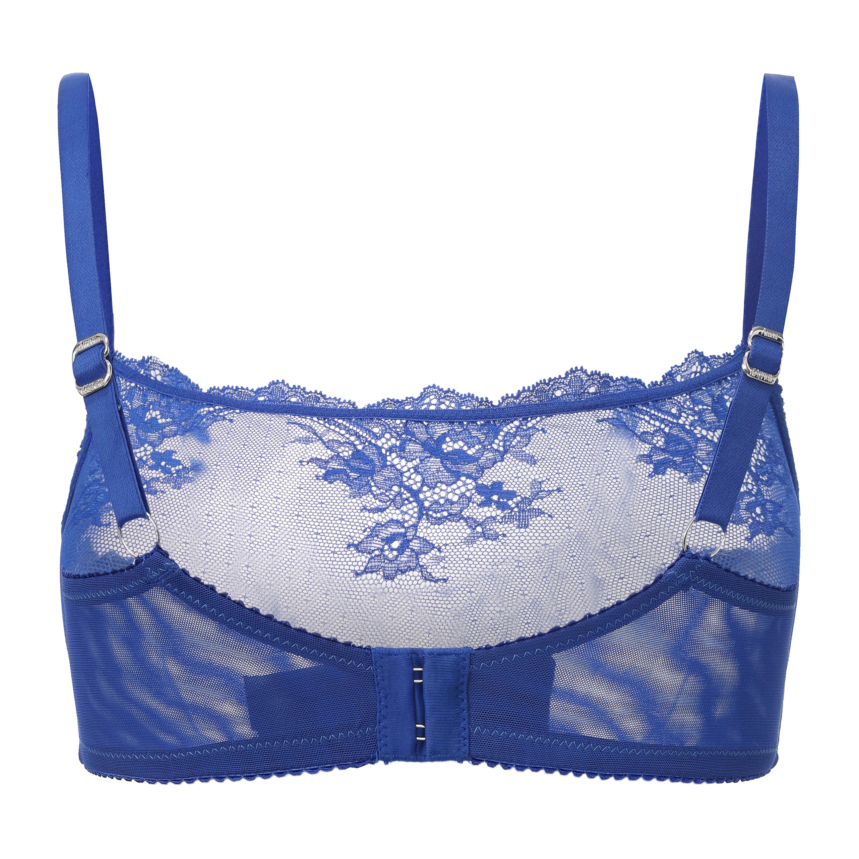 Amour d'Agnette Kim High Neck Sheer Lace Bra, alternate front view on a white background.