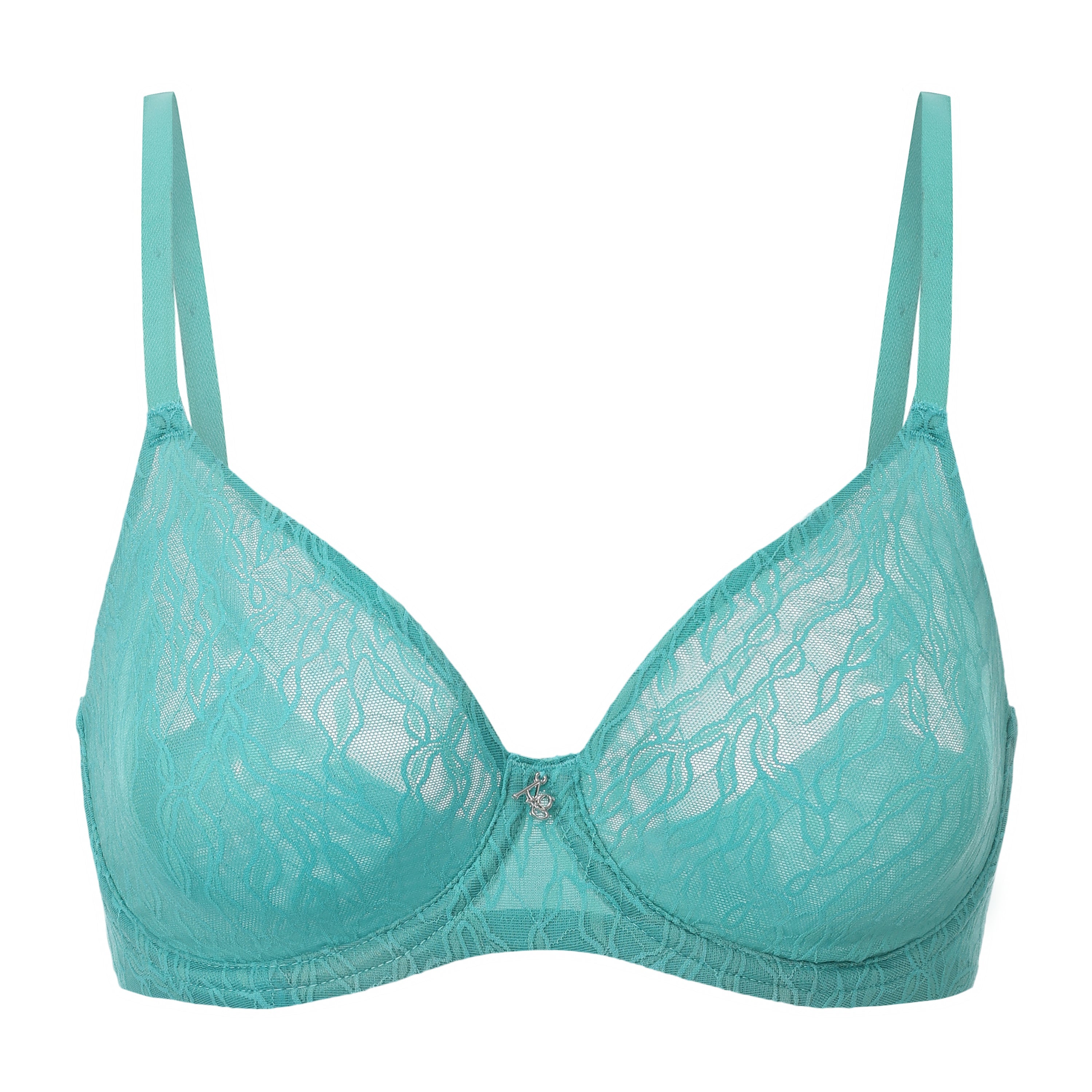 Amour d'Agnette Julie Molded Lace and Mesh T-Shirt Bra, front view on a white background.