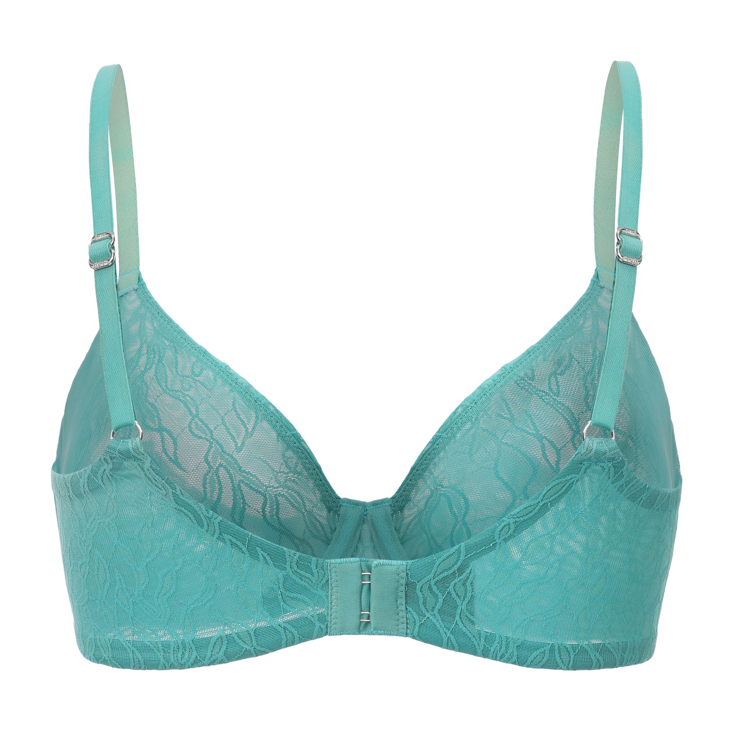 Amour d'Agnette Julie Molded Lace T-Shirt Bra, worn on model, alternate front view on a white background.