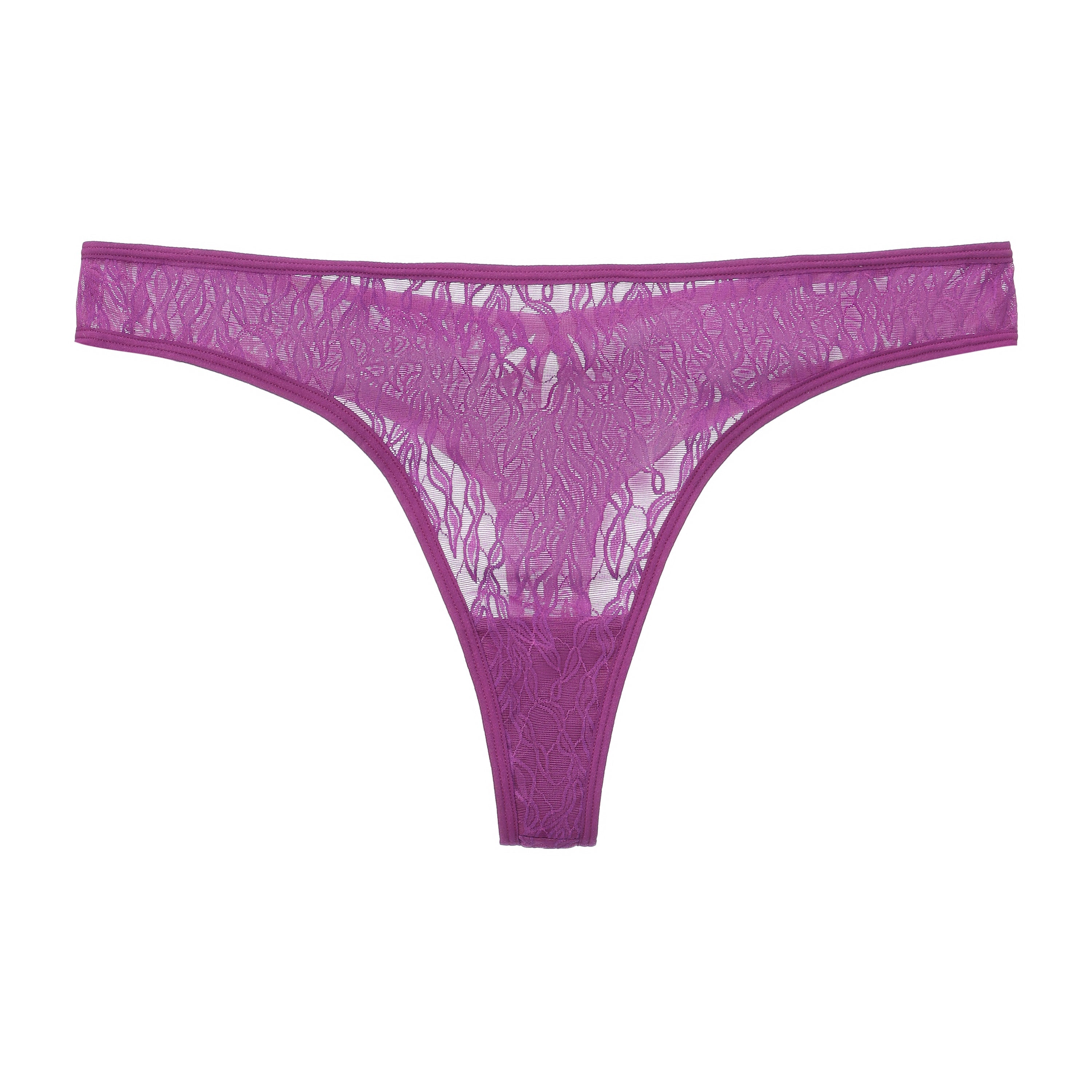 Amour d'Agnette Julie Everyday Lace Thong, three-keyhole back detail on a white background.