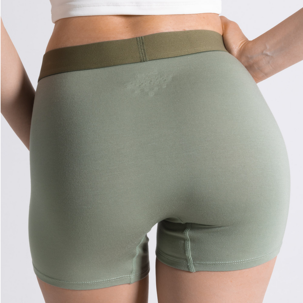 Shinesty The Manzanilla olive green women's boxers – earthy tonal novelty lounge underwear
