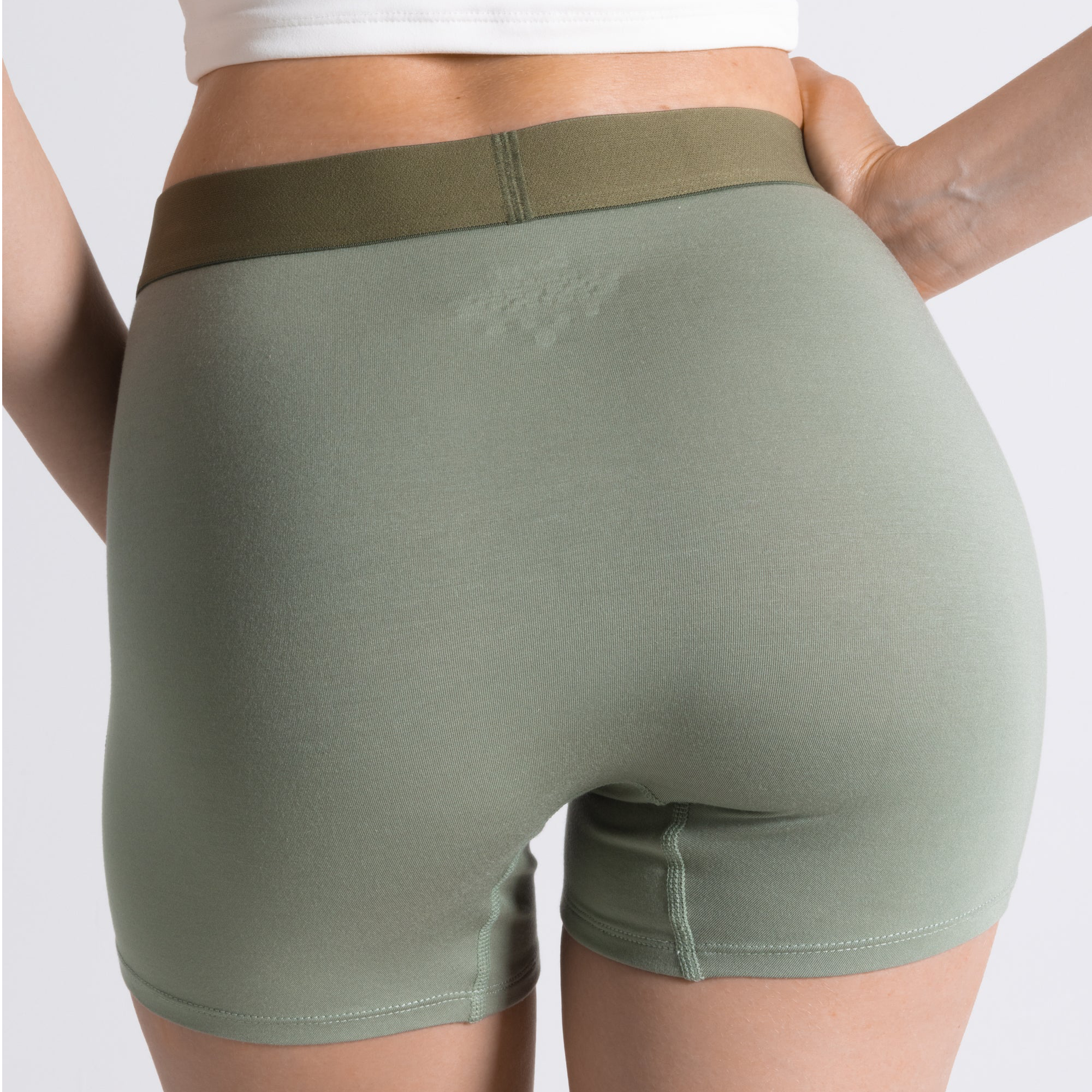 Shinesty The Manzanilla olive green women's boxers – earthy tonal novelty lounge underwear