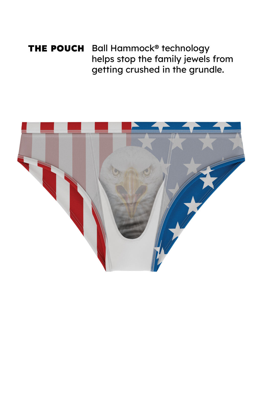 Shinesty The Mascot American flag Ball Hammock pouch swim brief – patriotic novelty swimwear