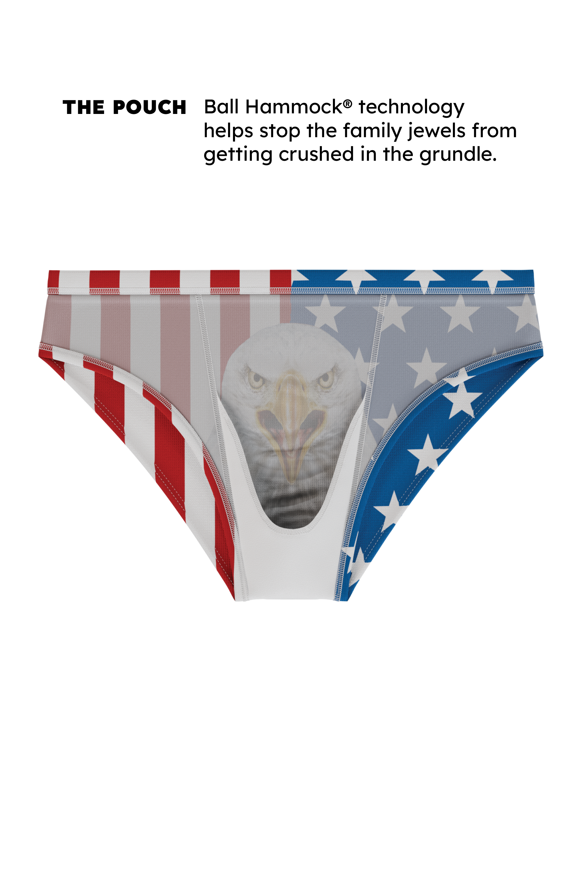 Shinesty The Mascot American flag Ball Hammock pouch swim brief – patriotic novelty swimwear