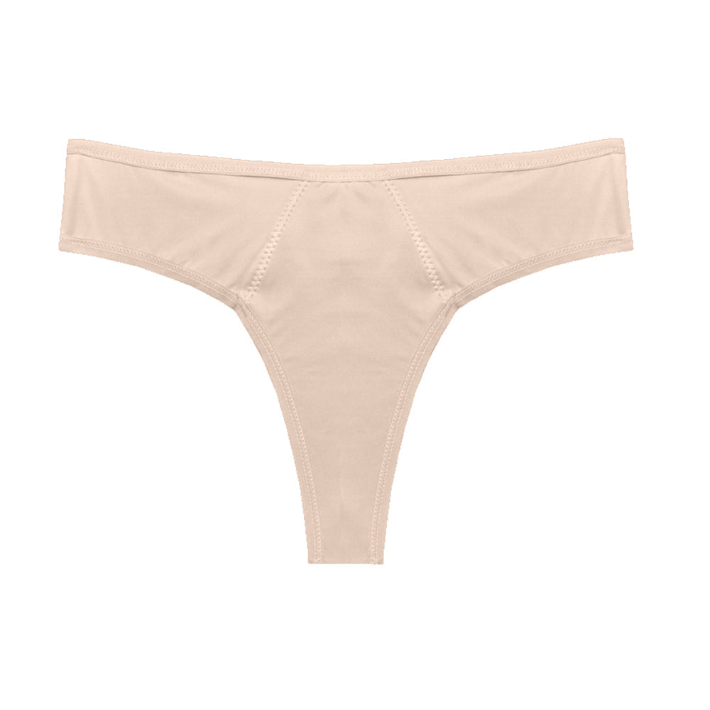 Dear Kate Nellie Thong in Beige, front view on a white background.