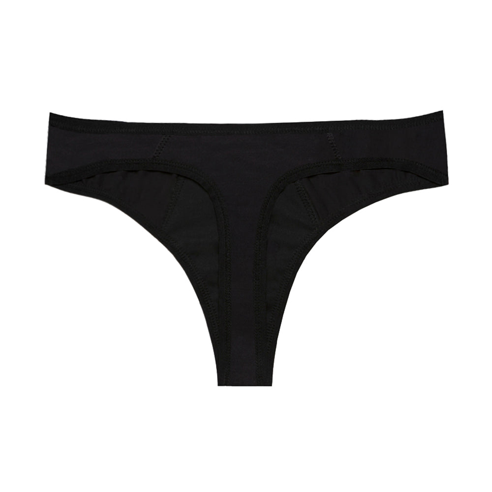 Dear Kate Nellie Thong in Black, back view flat lay on a white background.