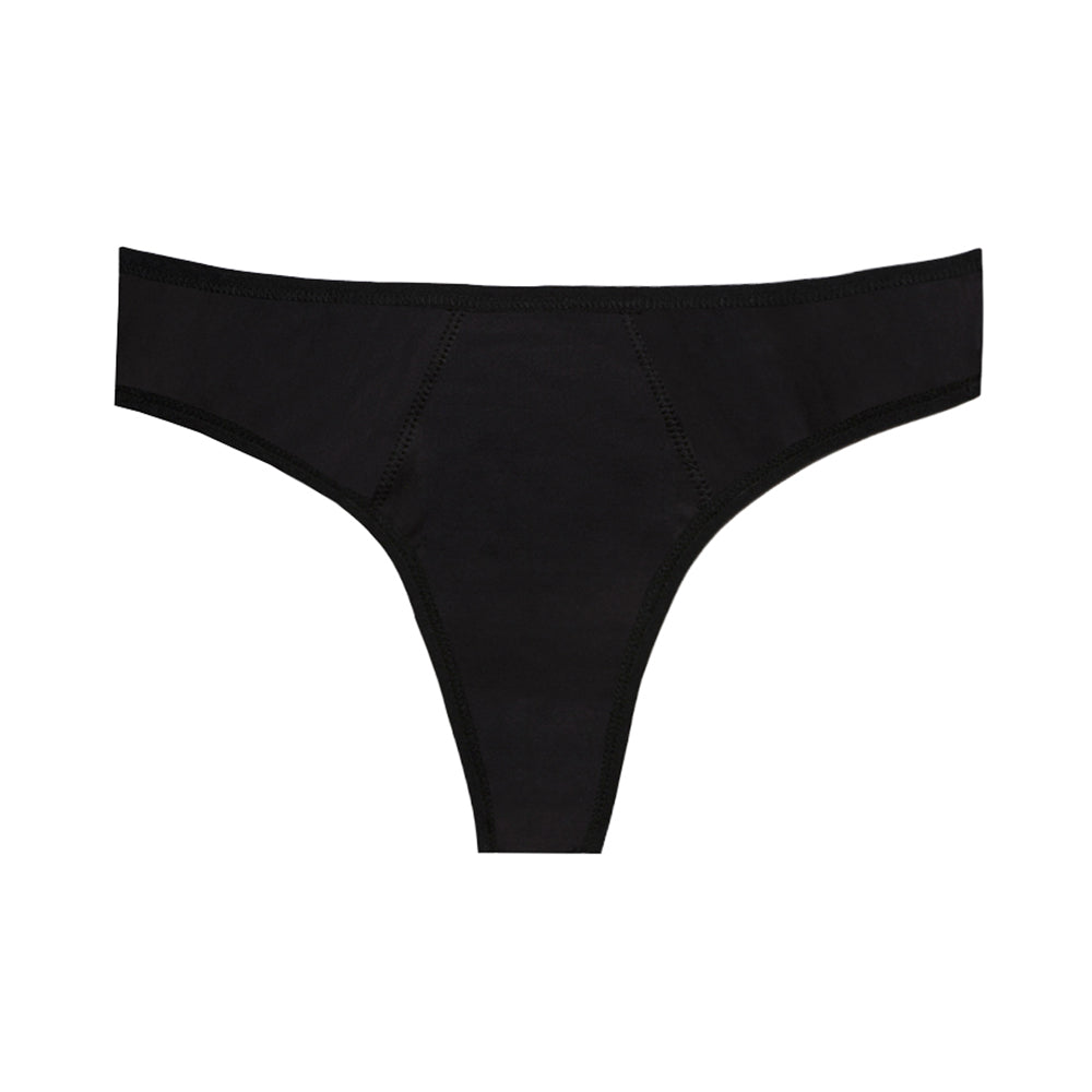 Dear Kate Nellie Thong in Black, front view flat lay on a white background.