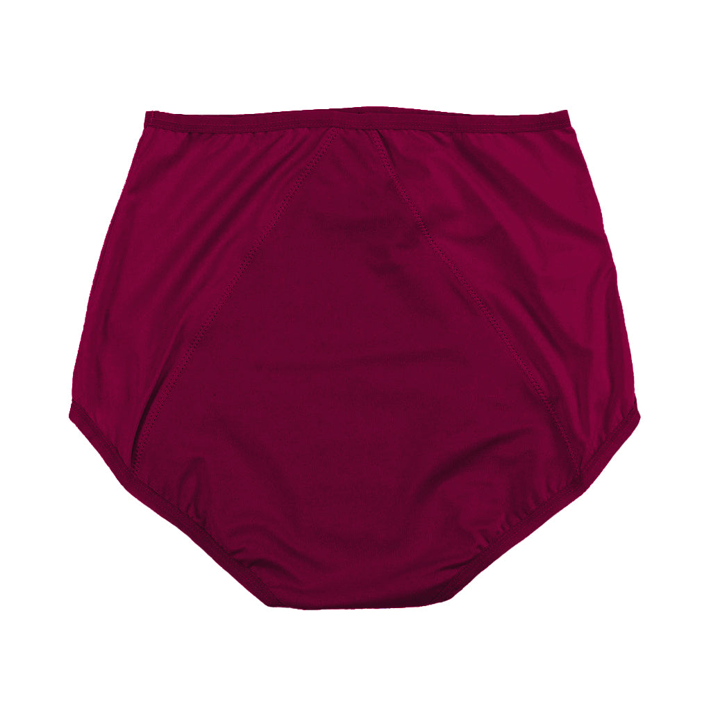 Dear Kate Nellie Brief Full in Ruby Red, back view on a white background.