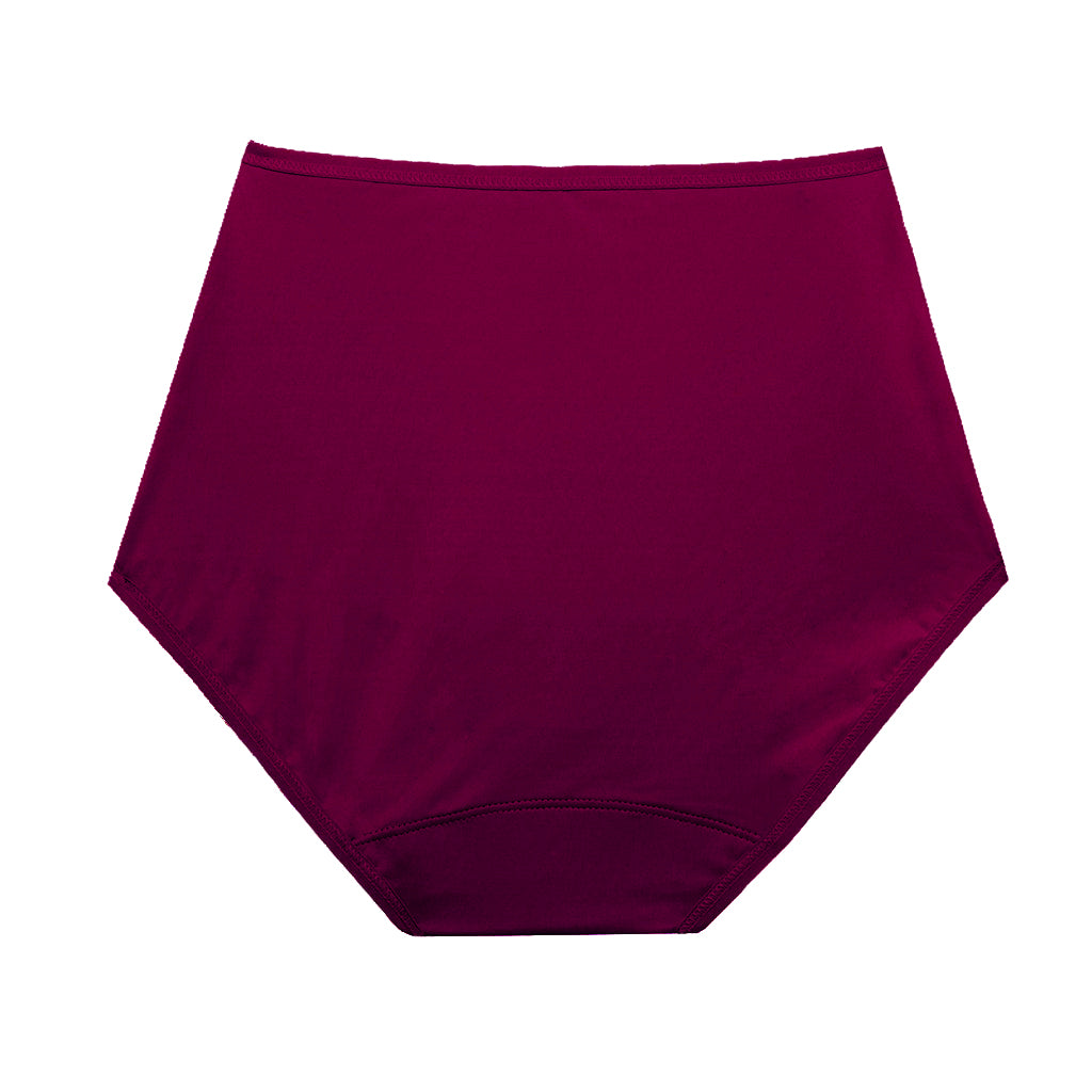 Dear Kate Nellie Brief Mini in Ruby Red, back view on a white background.