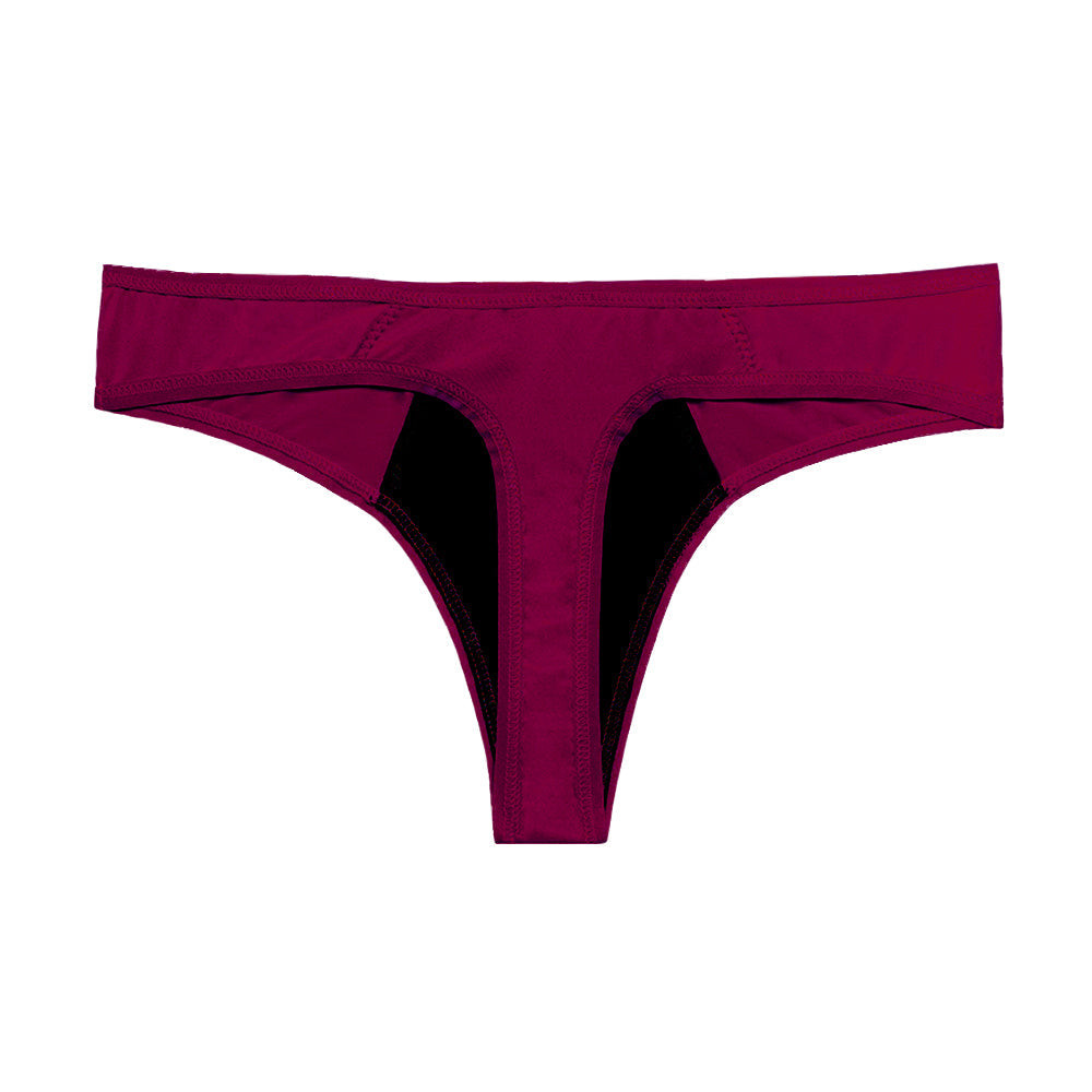 Dear Kate Nellie Thong in Ruby Red, back view on a white background.