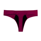 Dear Kate Nellie Thong in Ruby Red, back view on a white background.