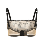 Amour d'Agnette Kim High Neck Floral Embroidered Bra on jelly fabric, back view on a white background.