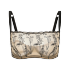 Amour d'Agnette Kim High Neck Floral Embroidered Bra on jelly fabric, front view on a white background.