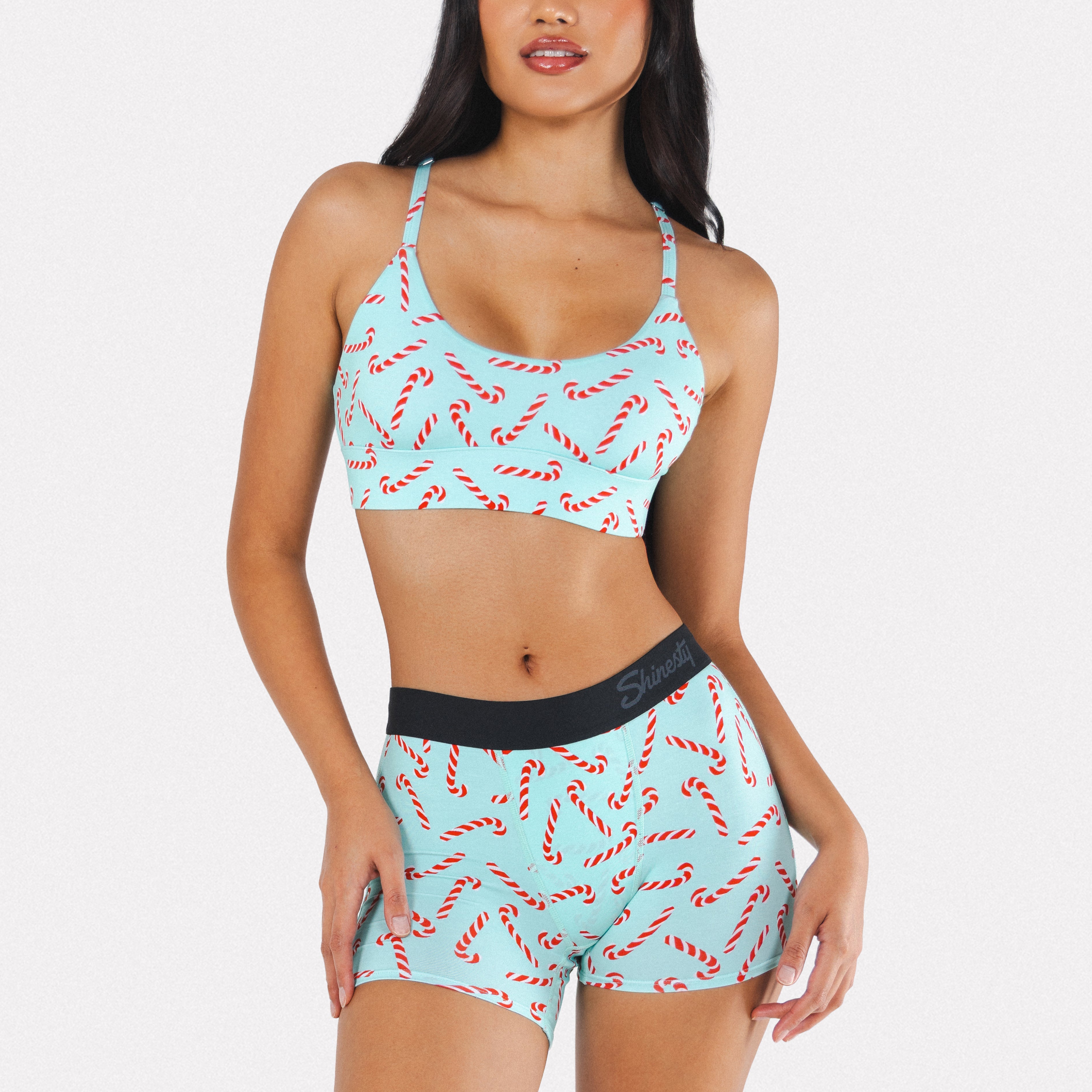 Shinesty The Peppermint Pimp Canes candy cane women's boxers – funny Christmas underwear