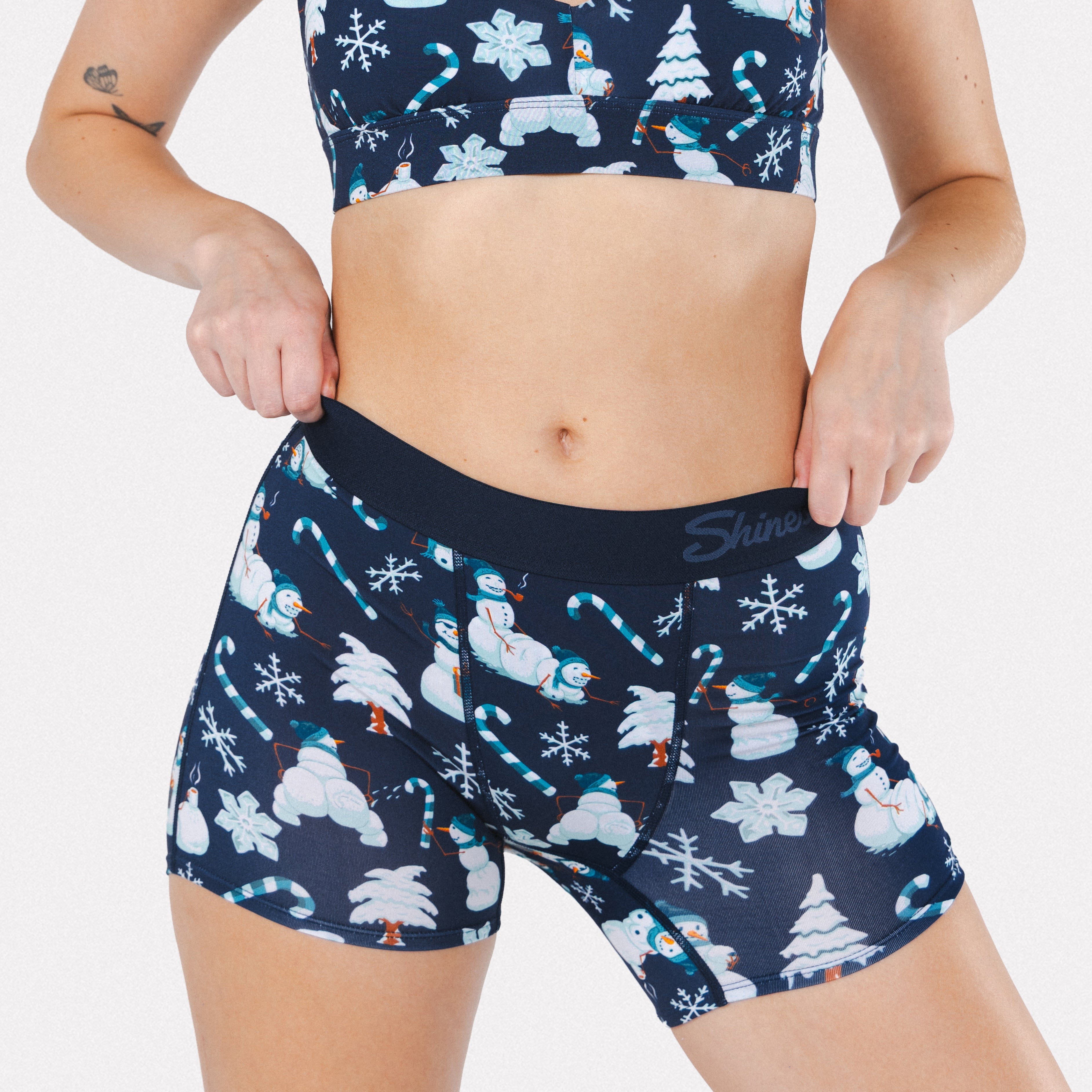 Shinesty The Big Blizzard naughty snowmen women's boxers – funny Christmas novelty underwear