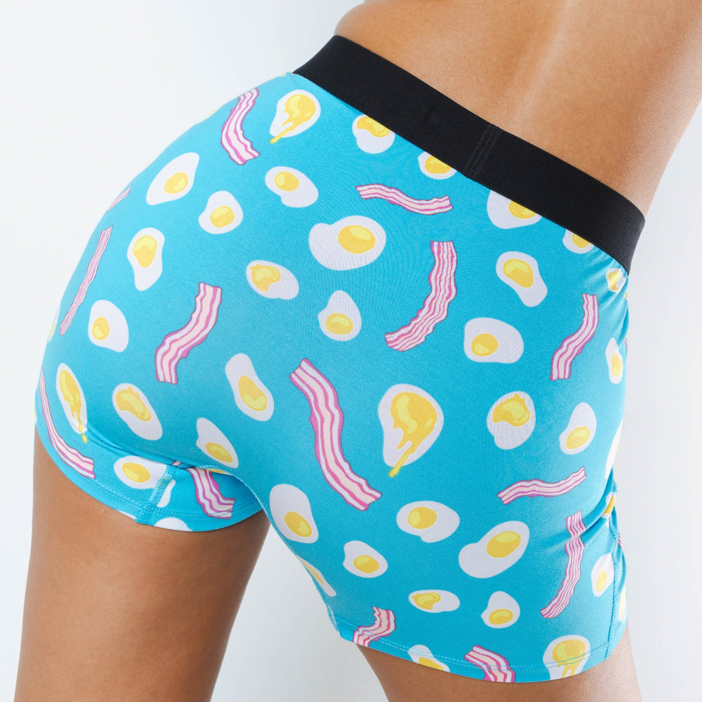 Shinesty The Wakey Wakey eggs and bacon women's boxers – funny breakfast novelty underwear