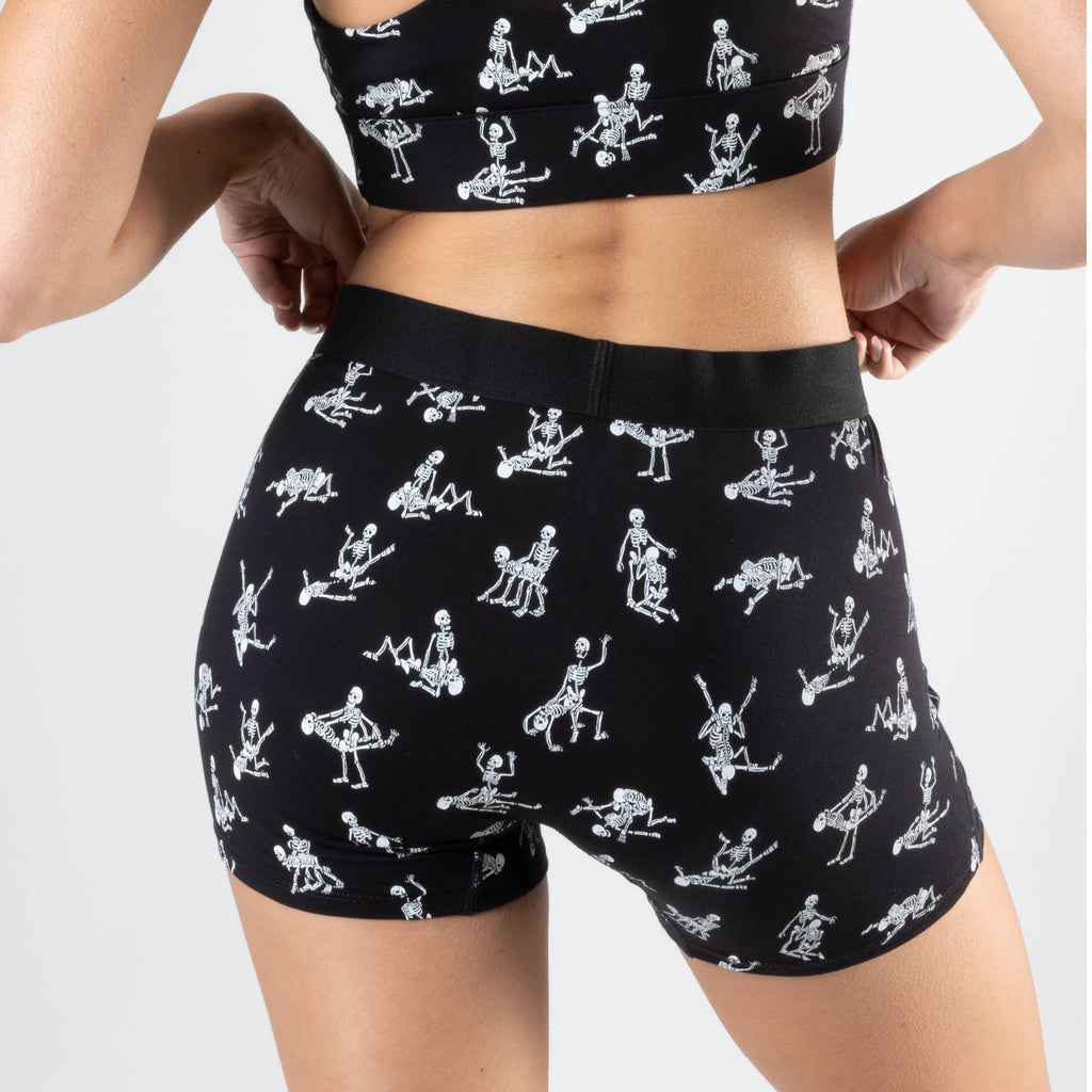 Shinesty The Bare Back Bones glow-in-the-dark skeleton women's boxers – Halloween novelty