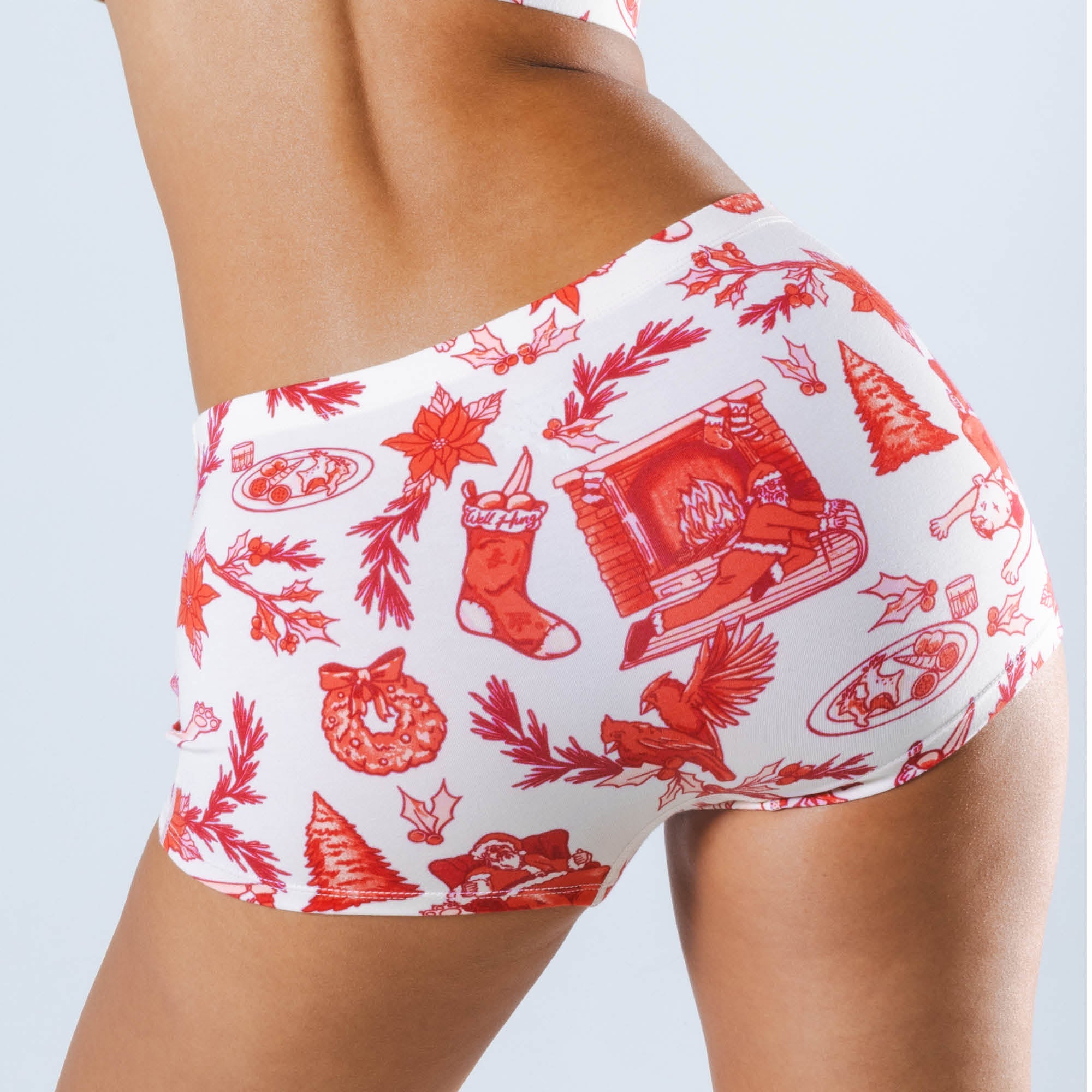 Shinesty The Santa Slays Christmas toile modal boyshort – funny Christmas novelty underwear