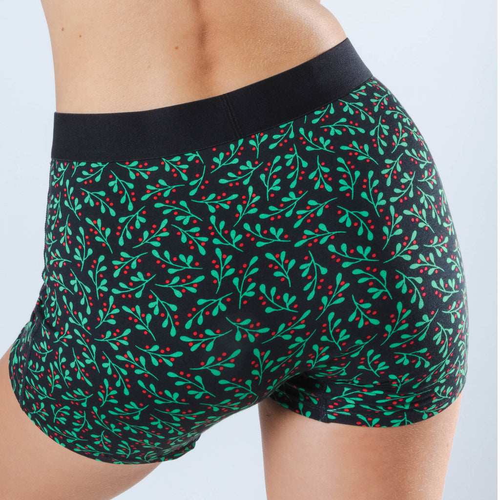 Shinesty The Kiss Me There mistletoe women's boxers – funny Christmas novelty underwear