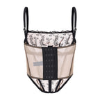 Amour d'Agnette Kim High-Neck Embroidery Bustier, alternate worn on model view on a white background.