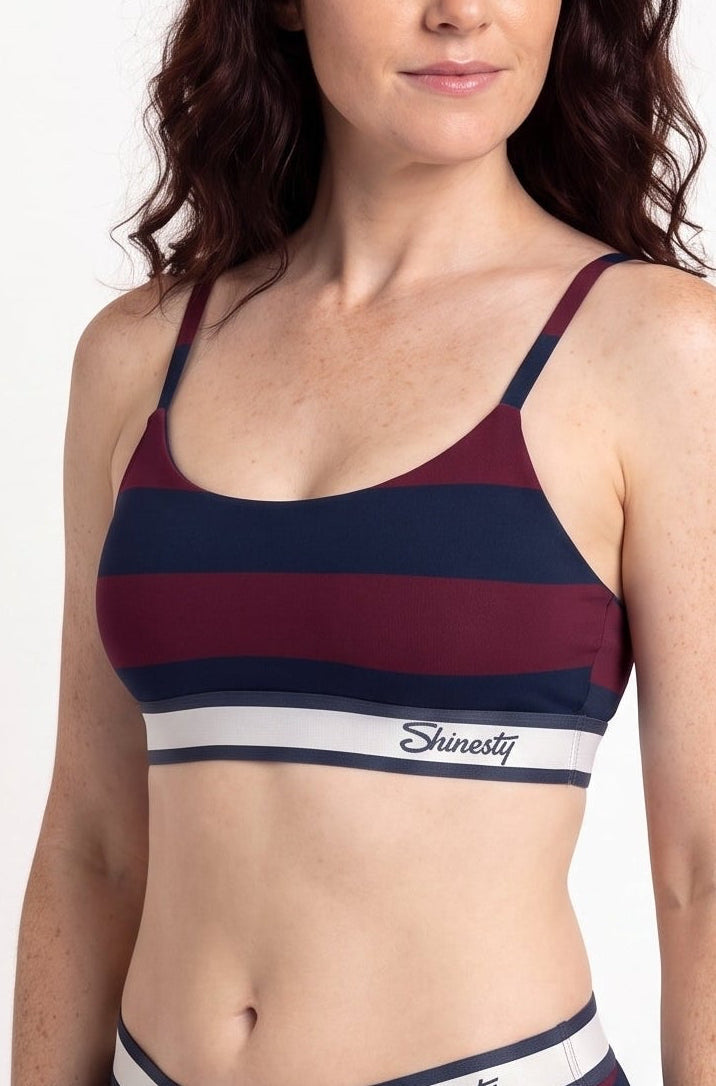 Shinesty The Pitch Rugby Stripe Bralette – women's classic rugby stripe print bralette