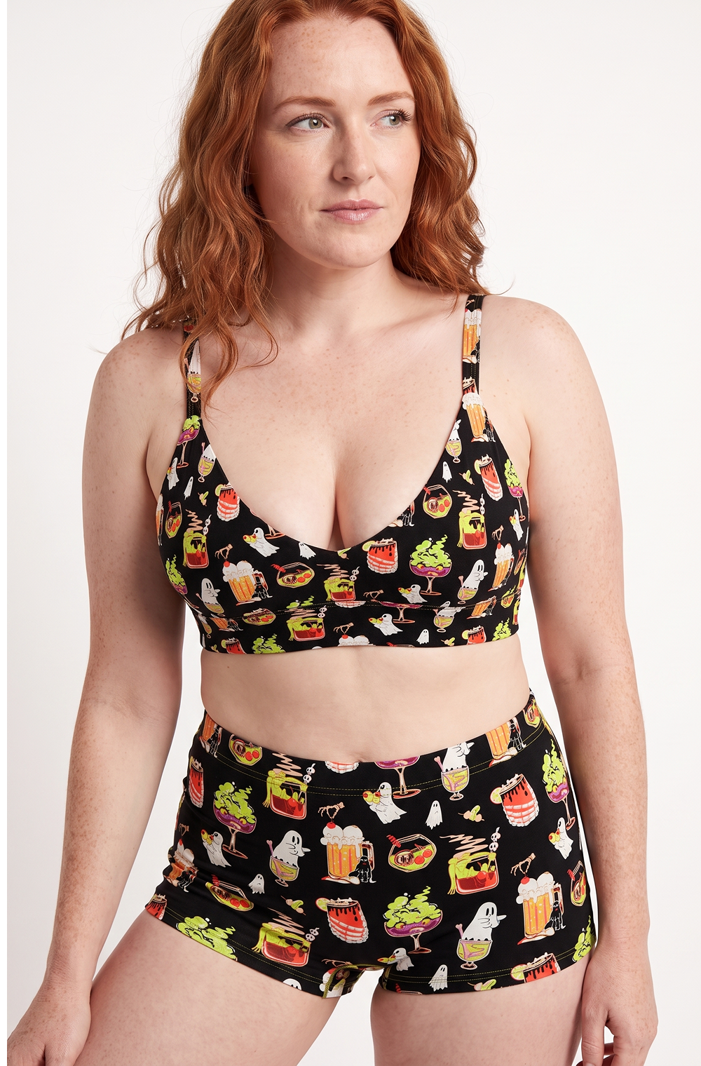 Shinesty The Potions Pub Halloween Cocktail Plunge Bralette – women's halloween cocktail print plunge bralette