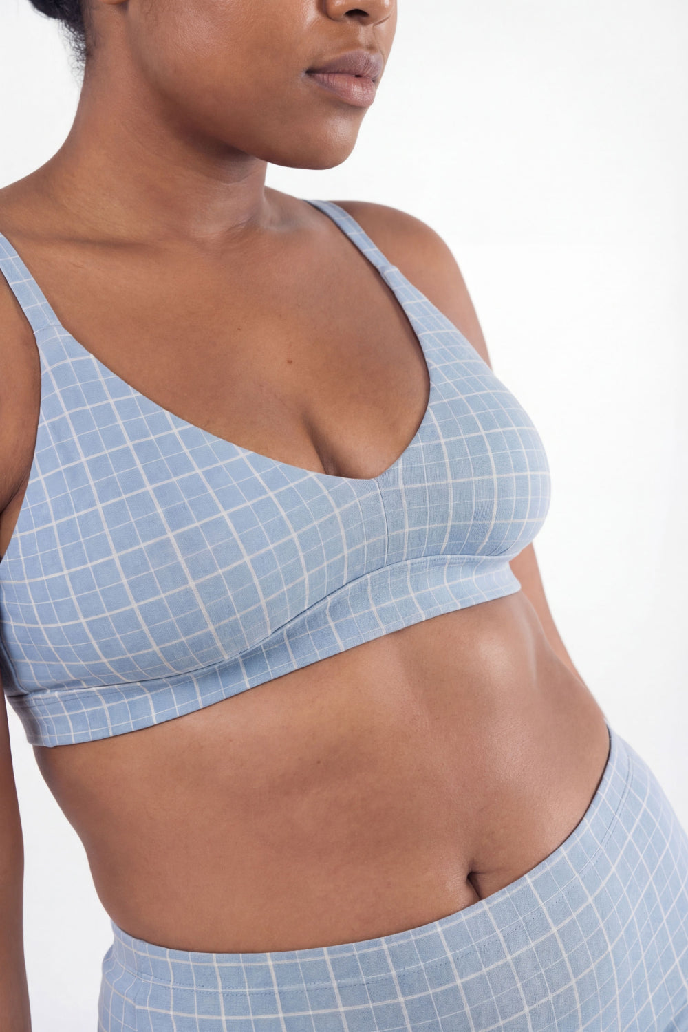 Shinesty The Spick and Span window pane plaid Boob Hammock plunge bralette – classic plaid