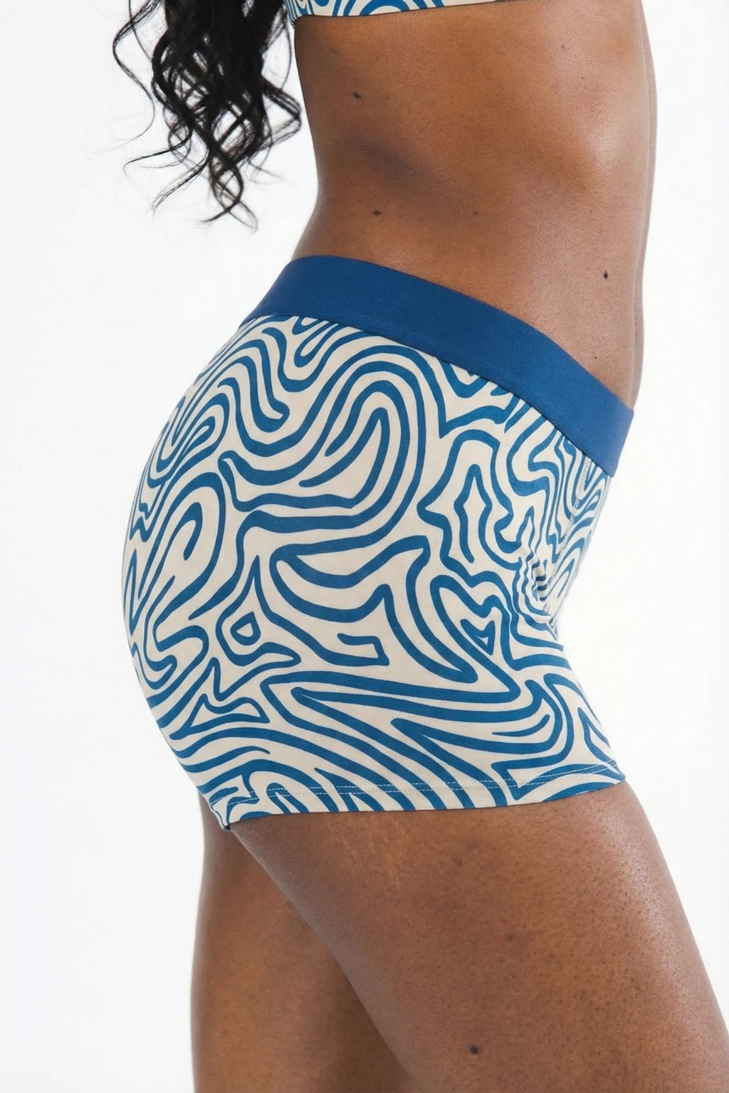 Shinesty The Rio Grande abstract navy line women's boxers – modern art novelty underwear