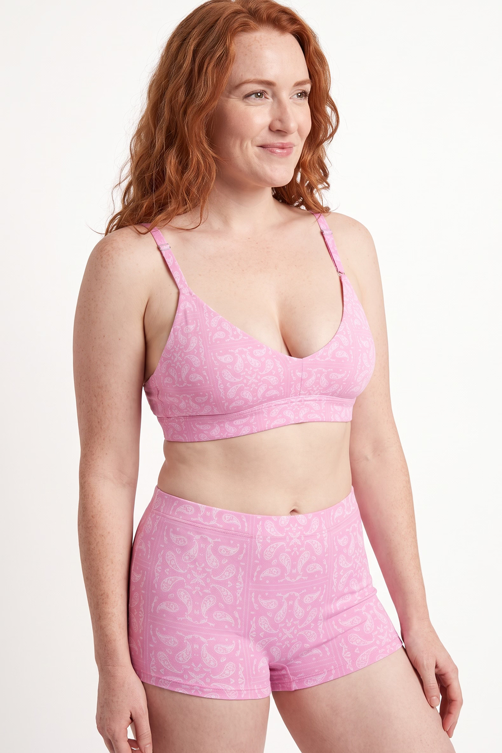 Shinesty The Silk & Saddle Pink Bandana Plunge Bralette – women's pink bandana print plunge bralette
