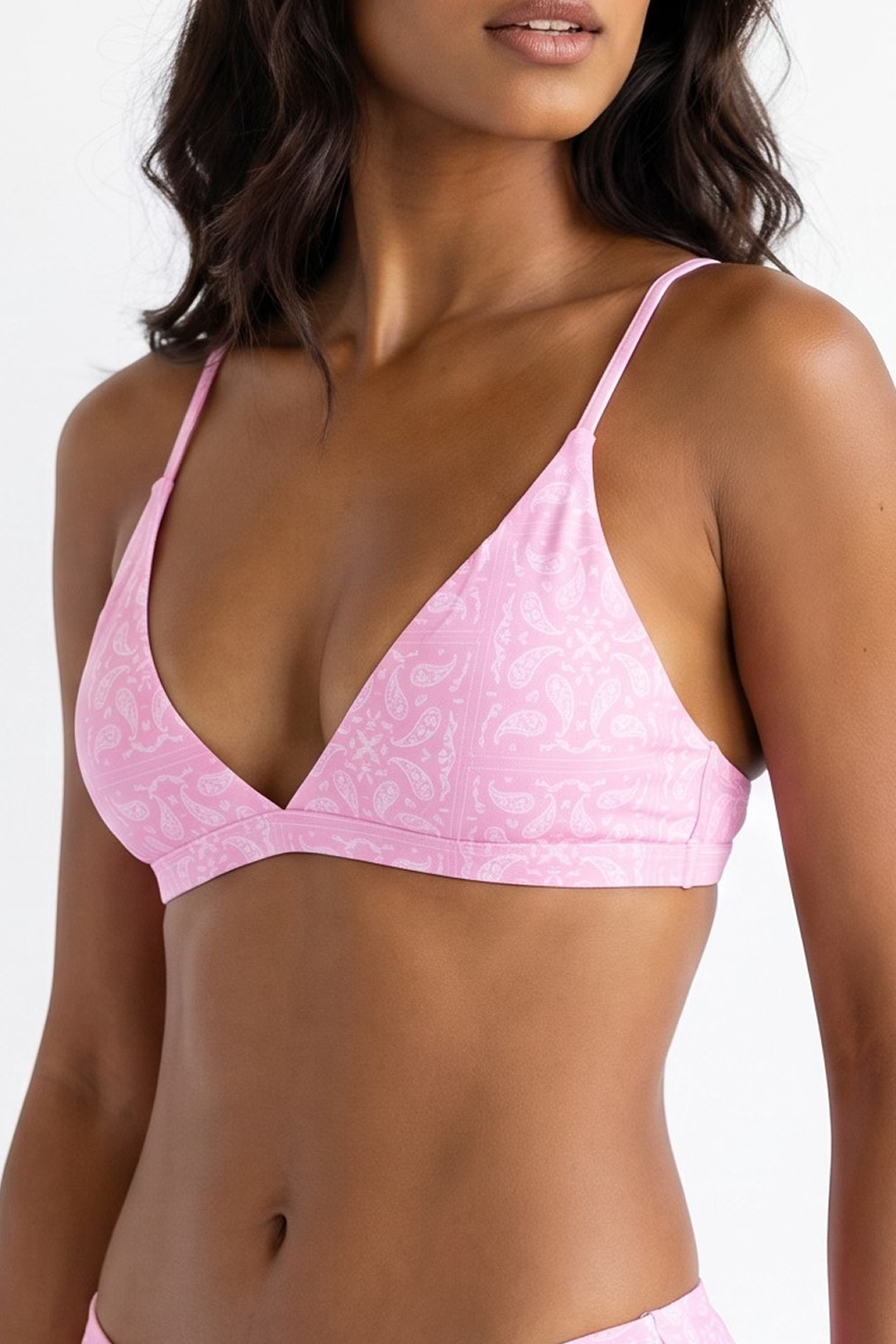 Shinesty The Silk & Saddle Pink Bandana Triangle Bralette – women's pink bandana print triangle bralette