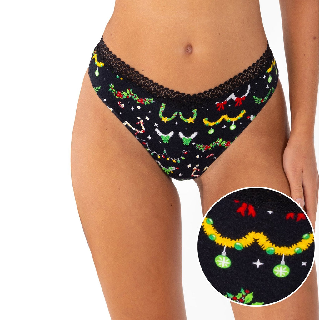 Shinesty The Goodie Garland Christmas tinsel lace trim thong – funny naughty Christmas