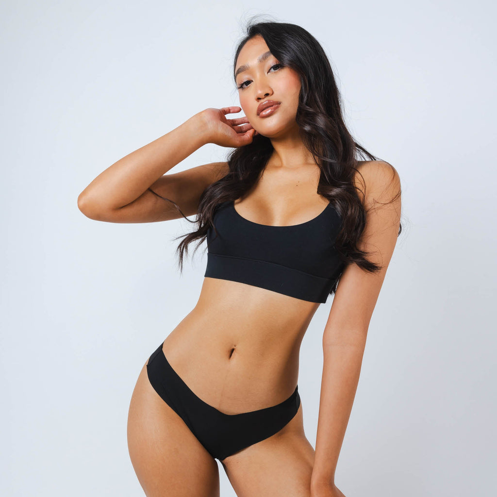 Shinesty The Threat Level Midnight solid black seamless thong – classic everyday underwear