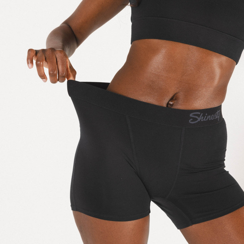 Shinesty The Threat Level Midnight solid black women's boxers – classic black everyday underwear