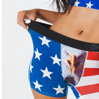 Shinesty The Mascot American flag women's boxers – funny patriotic novelty lounge underwear
