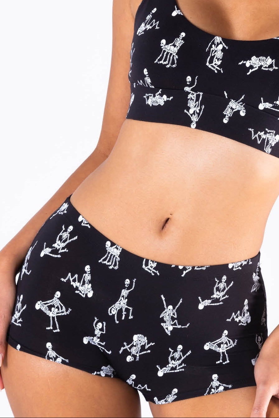 Shinesty The Bare Back Bones glow skeleton modal boyshort – glow Halloween novelty