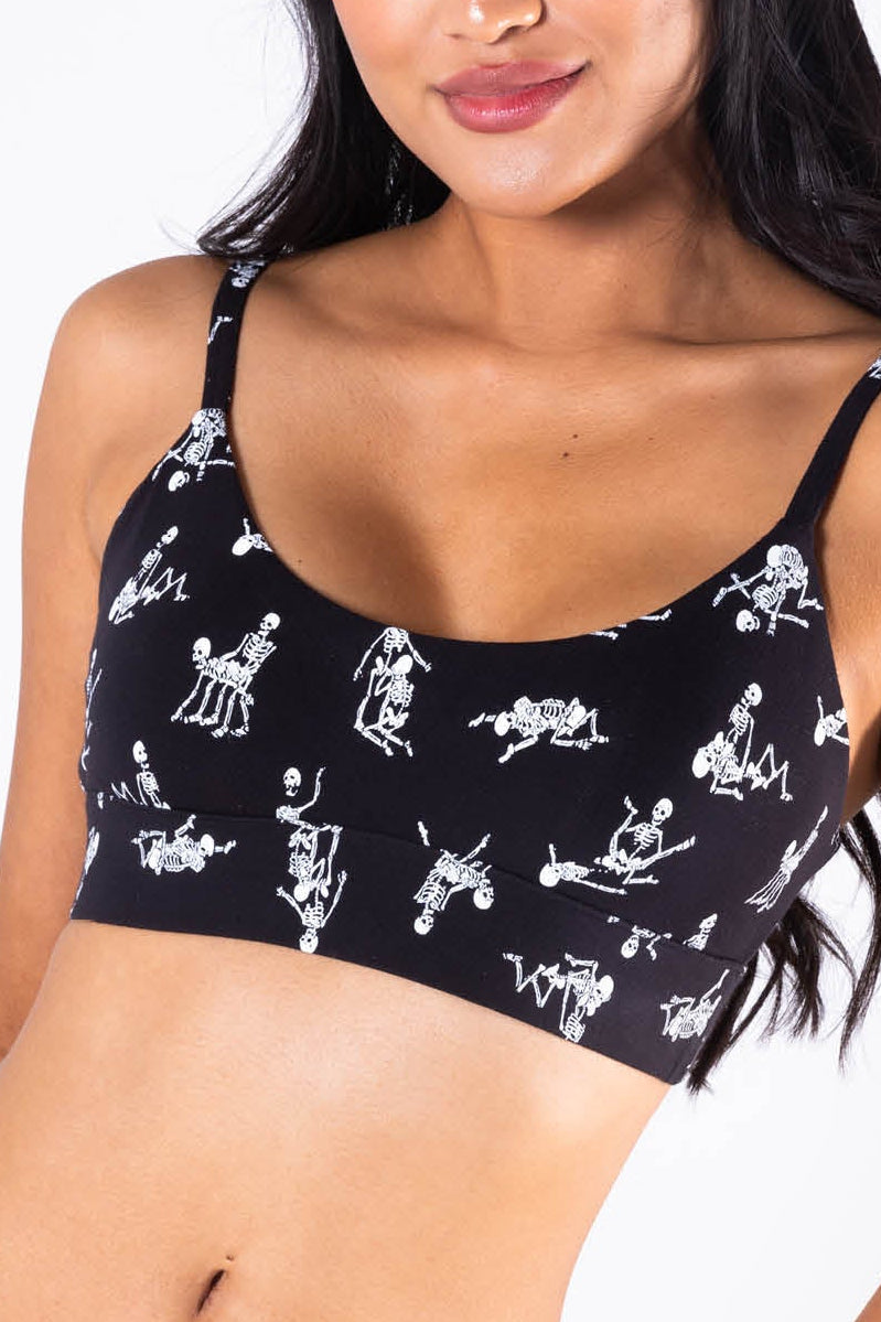 Shinesty The Bare Back Bones glow skeleton Boob Hammock scoop bralette – Halloween novelty